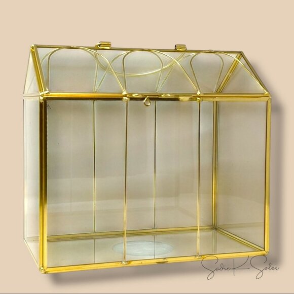 Large Scalloped Brass Glass Greenhouse – Hearth & Hand Magnolia Target 2025 - Picture 7 of 9